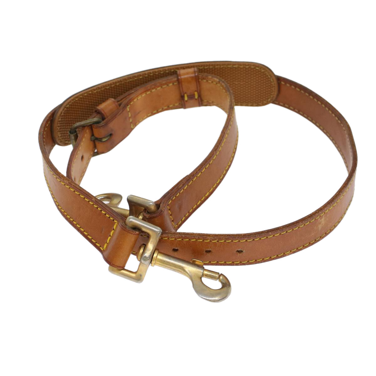 LOUIS VUITTON Shoulder Strap Leather Vintage 31.5""-38.6"" Beige LV 46084