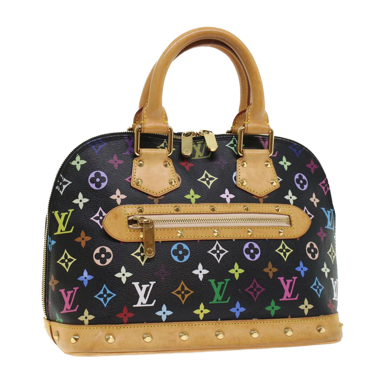 LOUIS VUITTON Monogram Multicolor Alma Hand Bag Black M92646 LV 46087