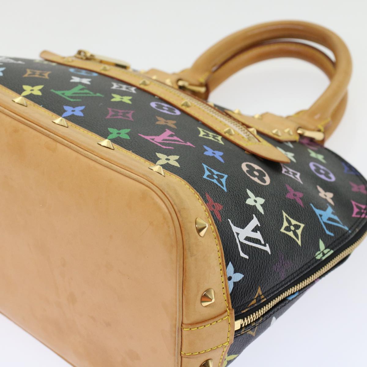 LOUIS VUITTON Monogram Multicolor Alma Hand Bag Black M92646 LV 46087