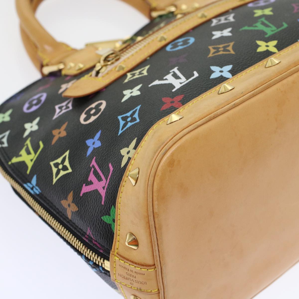 LOUIS VUITTON Monogram Multicolor Alma Hand Bag Black M92646 LV 46087