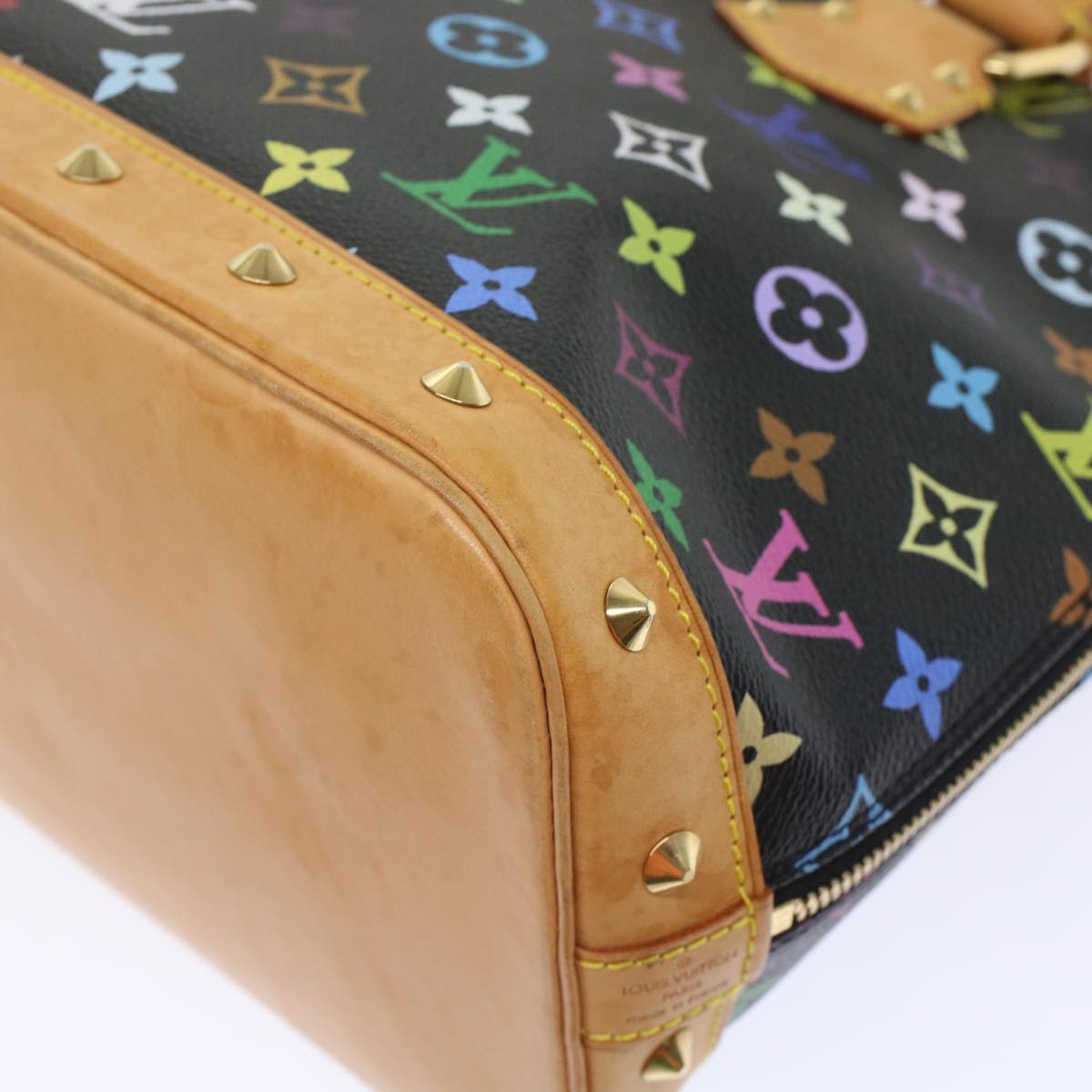 LOUIS VUITTON Monogram Multicolor Alma Hand Bag Black M92646 LV 46087