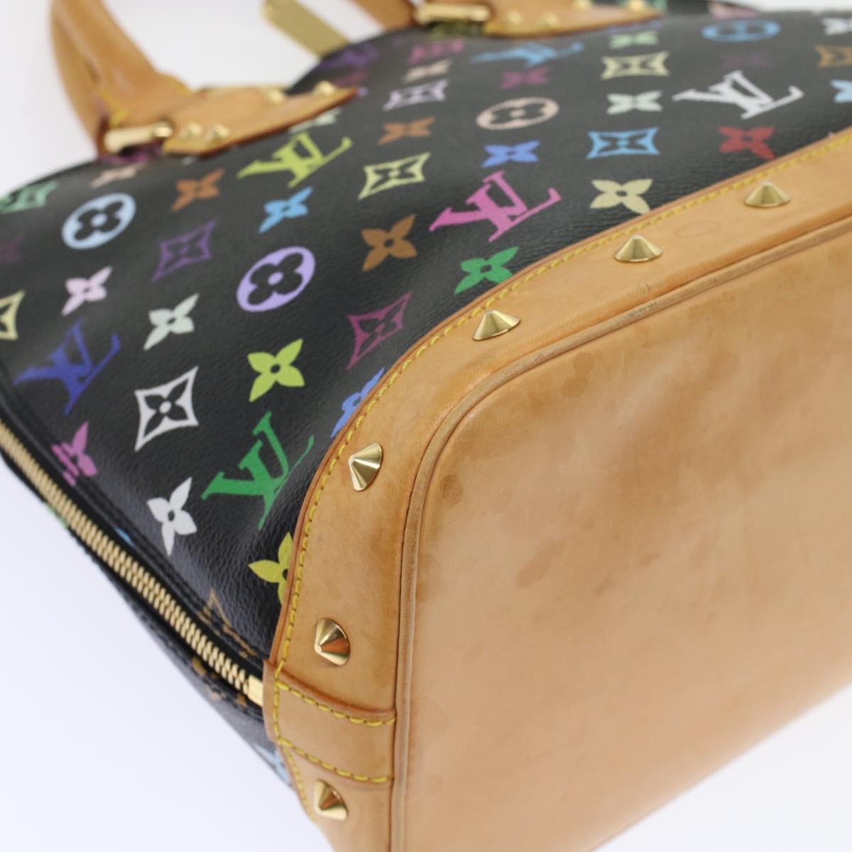 LOUIS VUITTON Monogram Multicolor Alma Hand Bag Black M92646 LV 46087