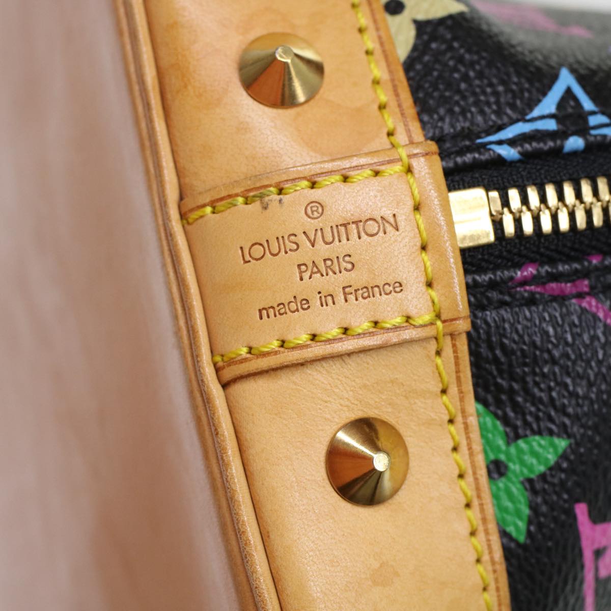 LOUIS VUITTON Monogram Multicolor Alma Hand Bag Black M92646 LV 46087