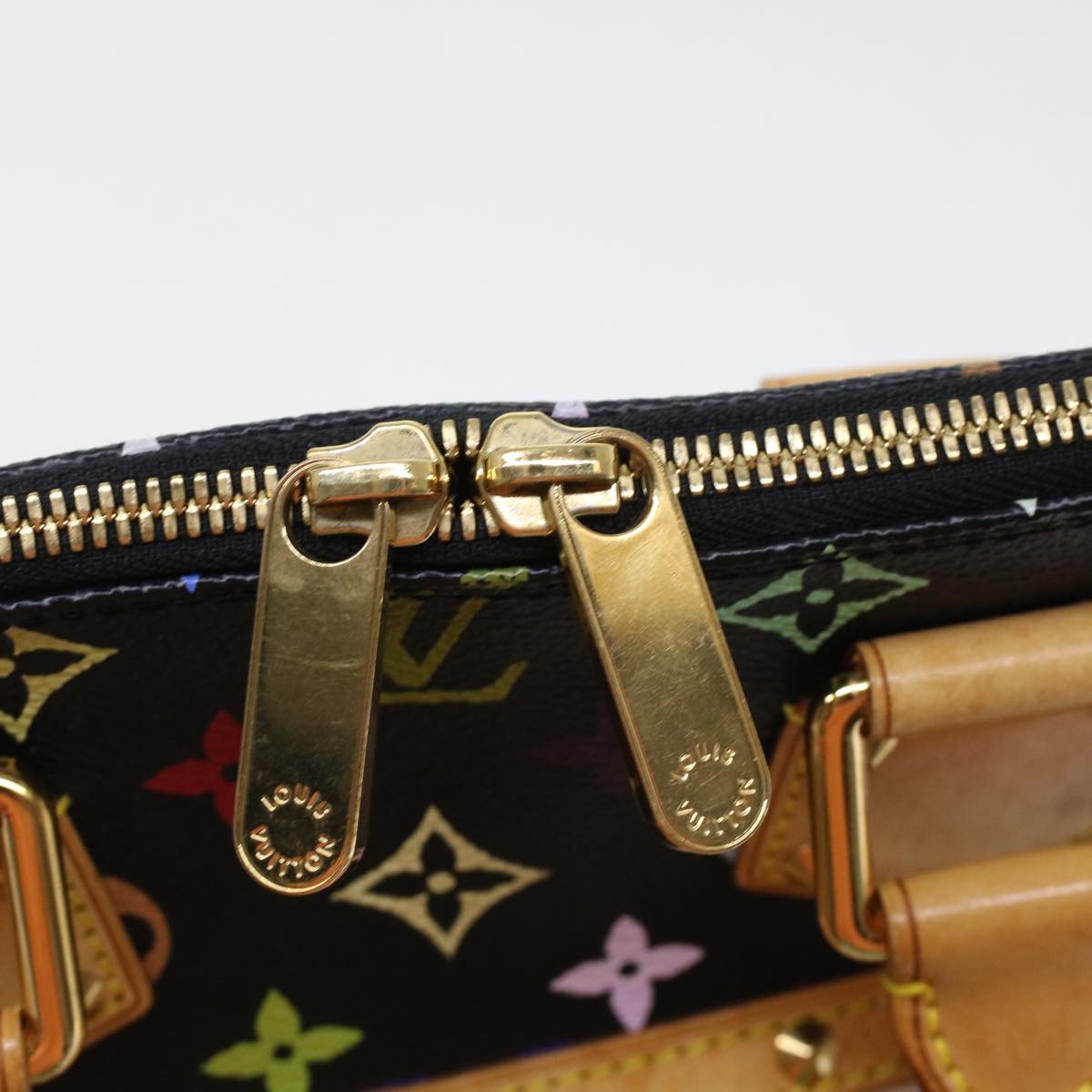 LOUIS VUITTON Monogram Multicolor Alma Hand Bag Black M92646 LV 46087