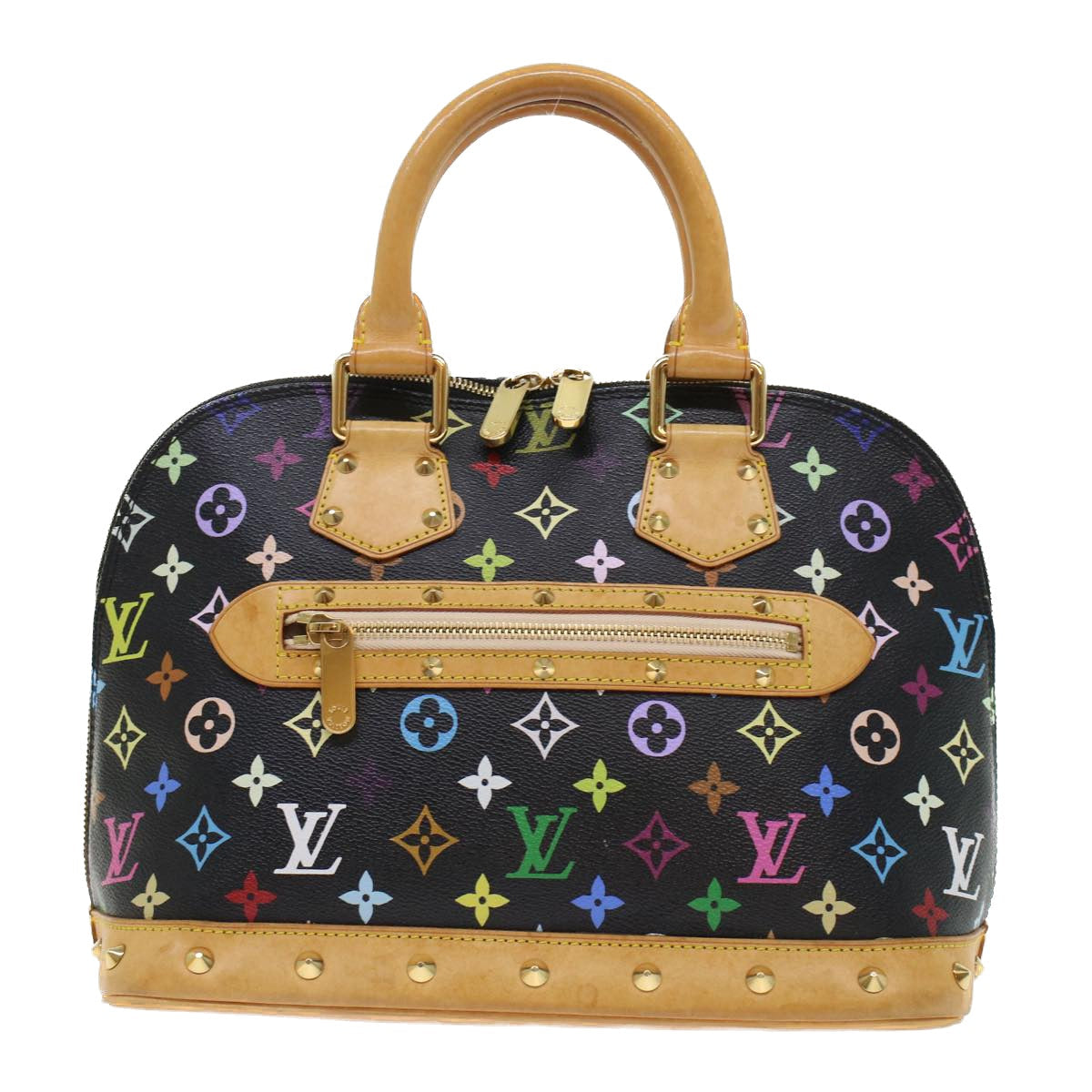 LOUIS VUITTON Monogram Multicolor Alma Hand Bag Black M92646 LV 46087