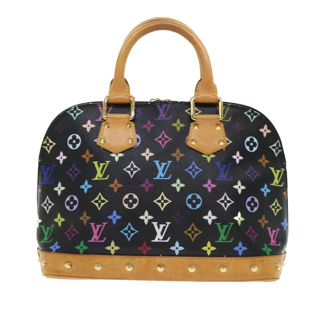 LOUIS VUITTON Monogram Multicolor Alma Hand Bag Black M92646 LV 46087