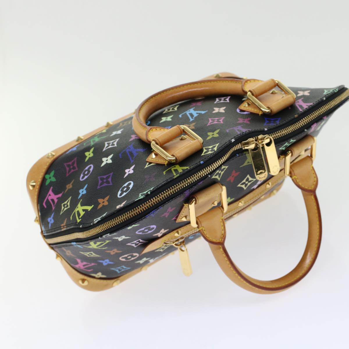 LOUIS VUITTON Monogram Multicolor Alma Hand Bag Black M92646 LV 46087