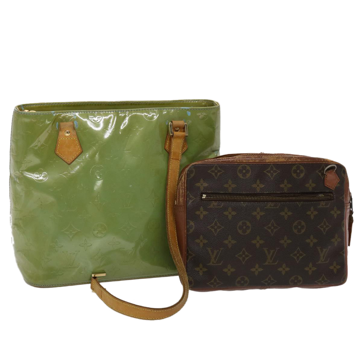 LOUIS VUITTON Monogram Vernis Hand Bag Clutch Bag 2Set Baby Blue LV 46113