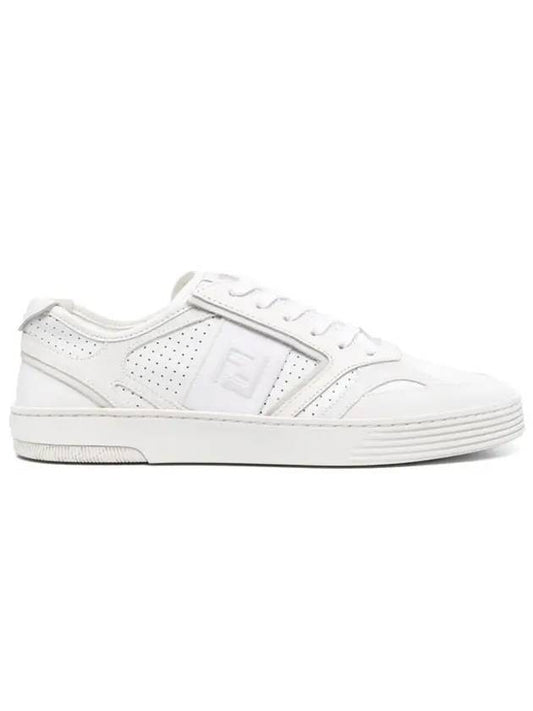 Luxury Fendi Step Leather Low Top Sneakers White