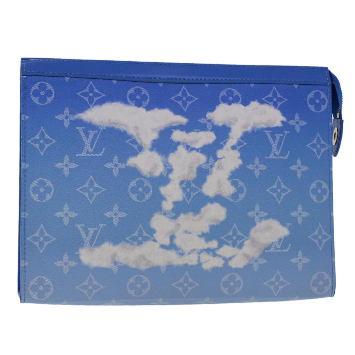 LOUIS VUITTON Monogram Clouds Pochette Voyage Clutch Bag Blue M45480 46151A
