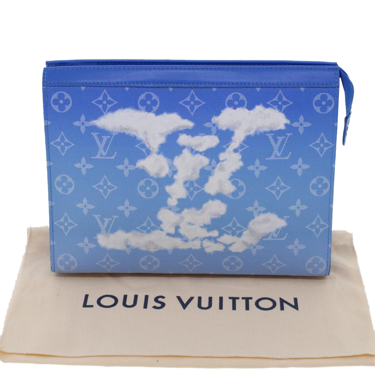 LOUIS VUITTON Monogram Clouds Pochette Voyage Clutch Bag Blue M45480 46151A