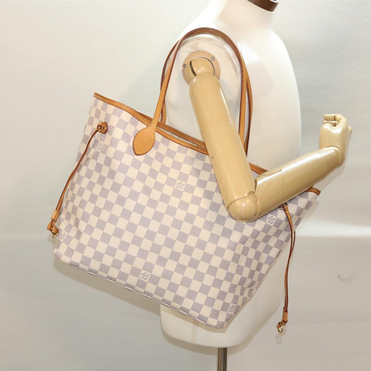LOUIS VUITTON Damier Azur Neverfull MM Tote Bag N41605 LV 46167