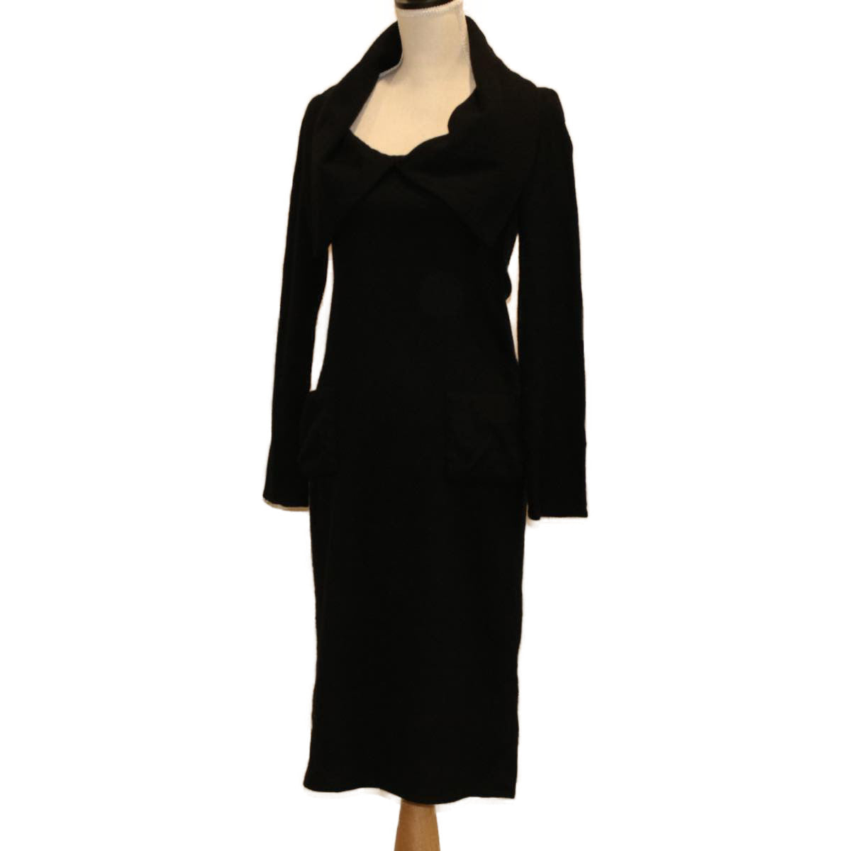 LOUIS VUITTON Coat Jacket Silk 38 Black LV 46187