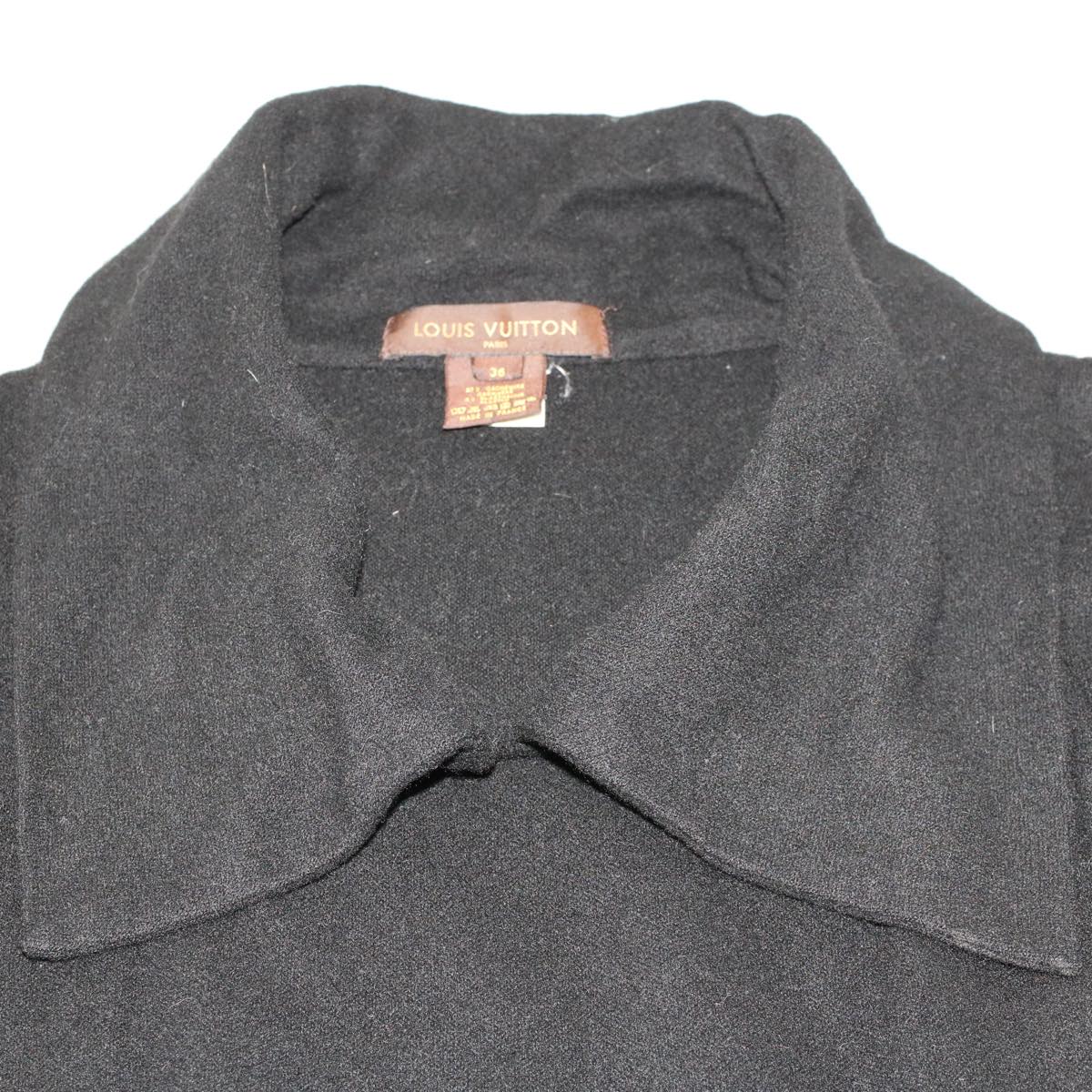 LOUIS VUITTON Coat Jacket Silk 38 Black LV 46187