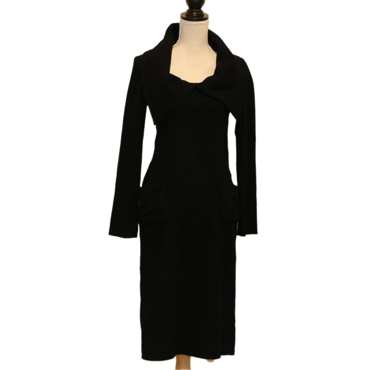 LOUIS VUITTON Coat Jacket Silk 38 Black LV 46187