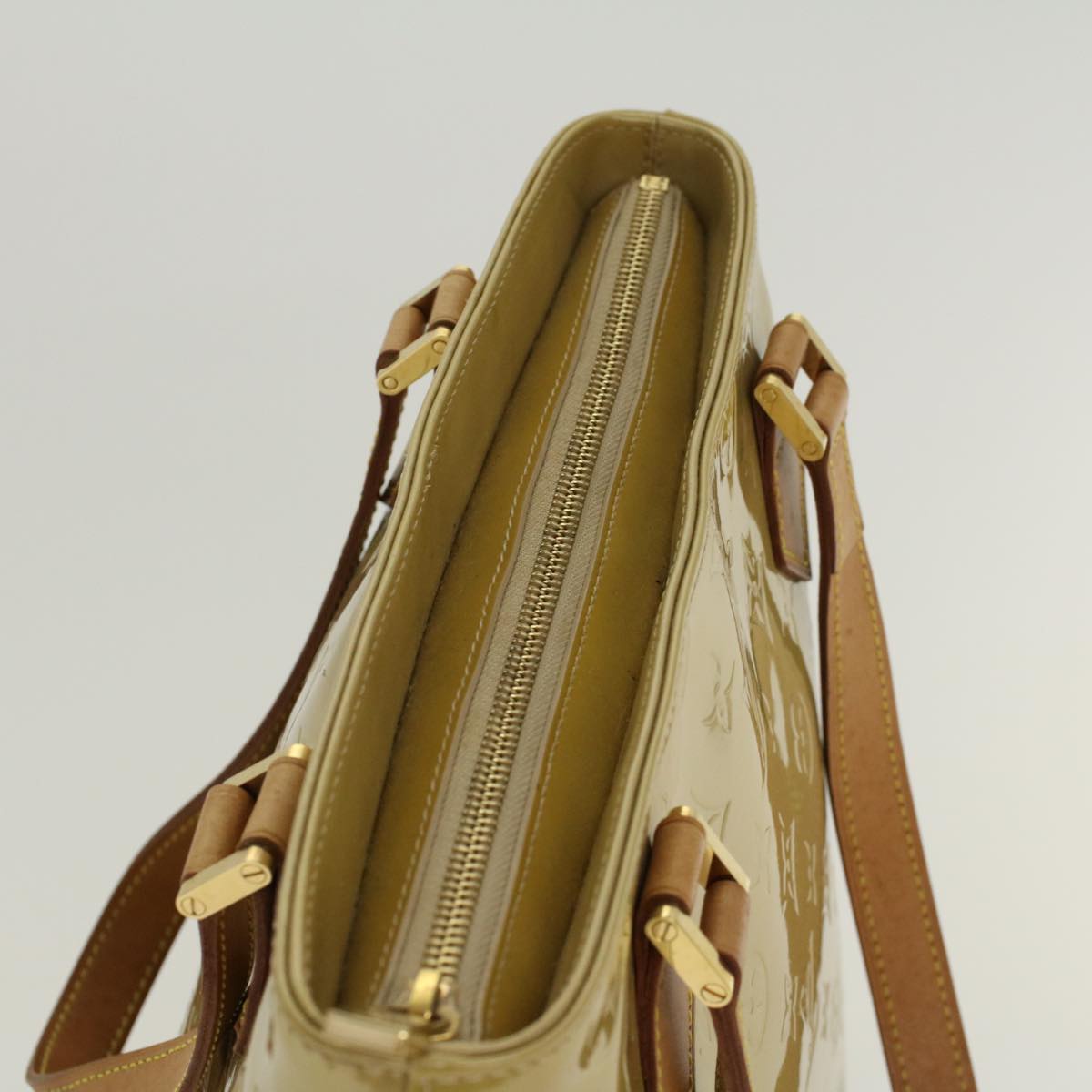 LOUIS VUITTON Monogram Vernis Houston Hand Bag Yellow M91055 LV 46248