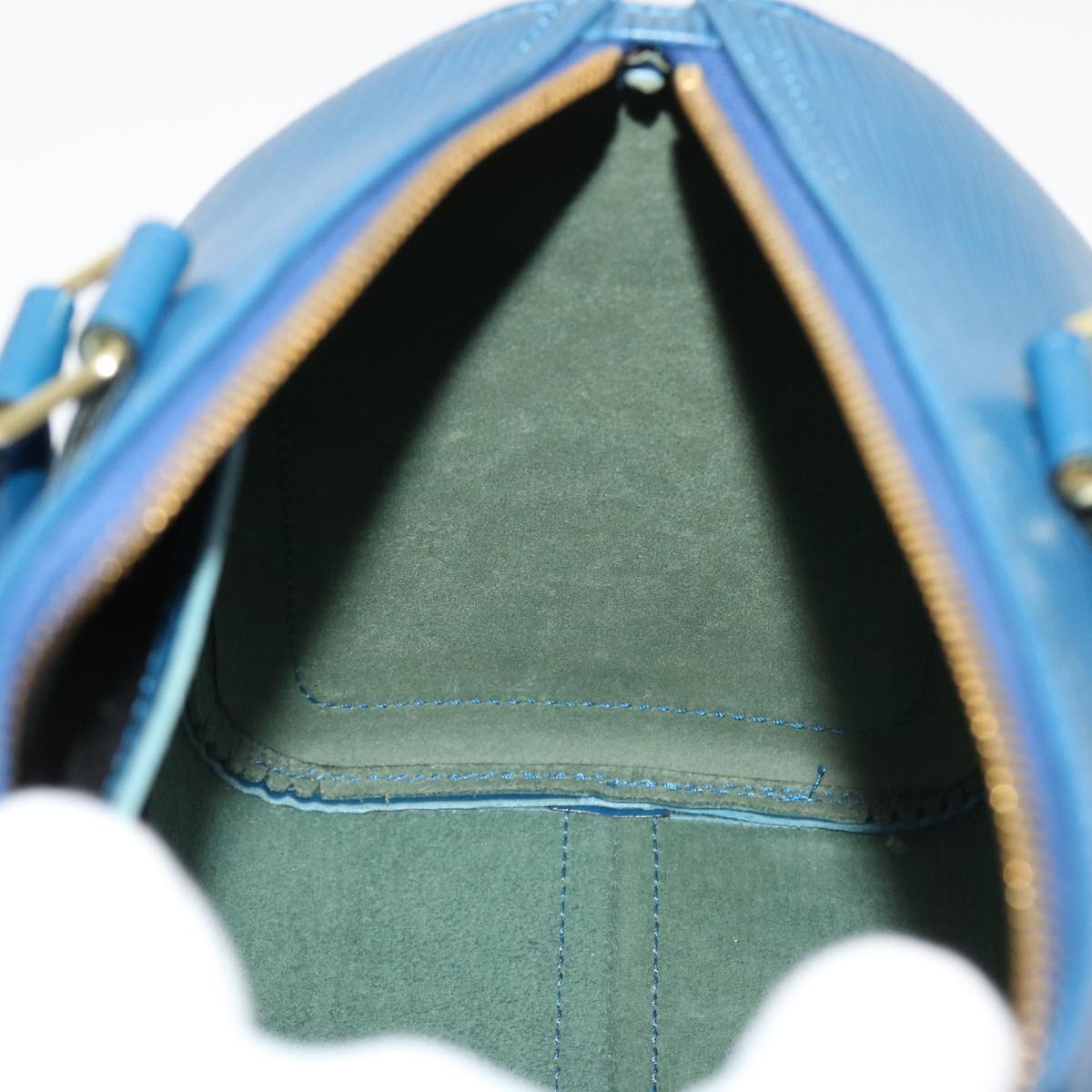 LOUIS VUITTON Epi Speedy 25 Hand Bag Toledo Blue M43015 LV 46261
