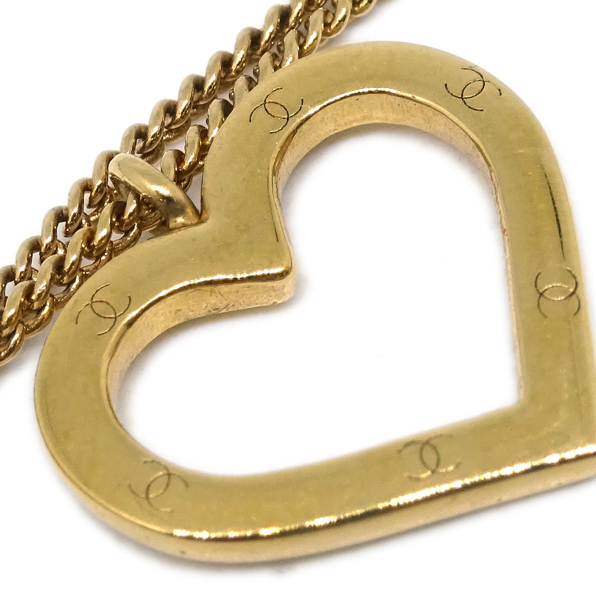 Chanel Heart Gold Chain Pendant Necklace 04P
