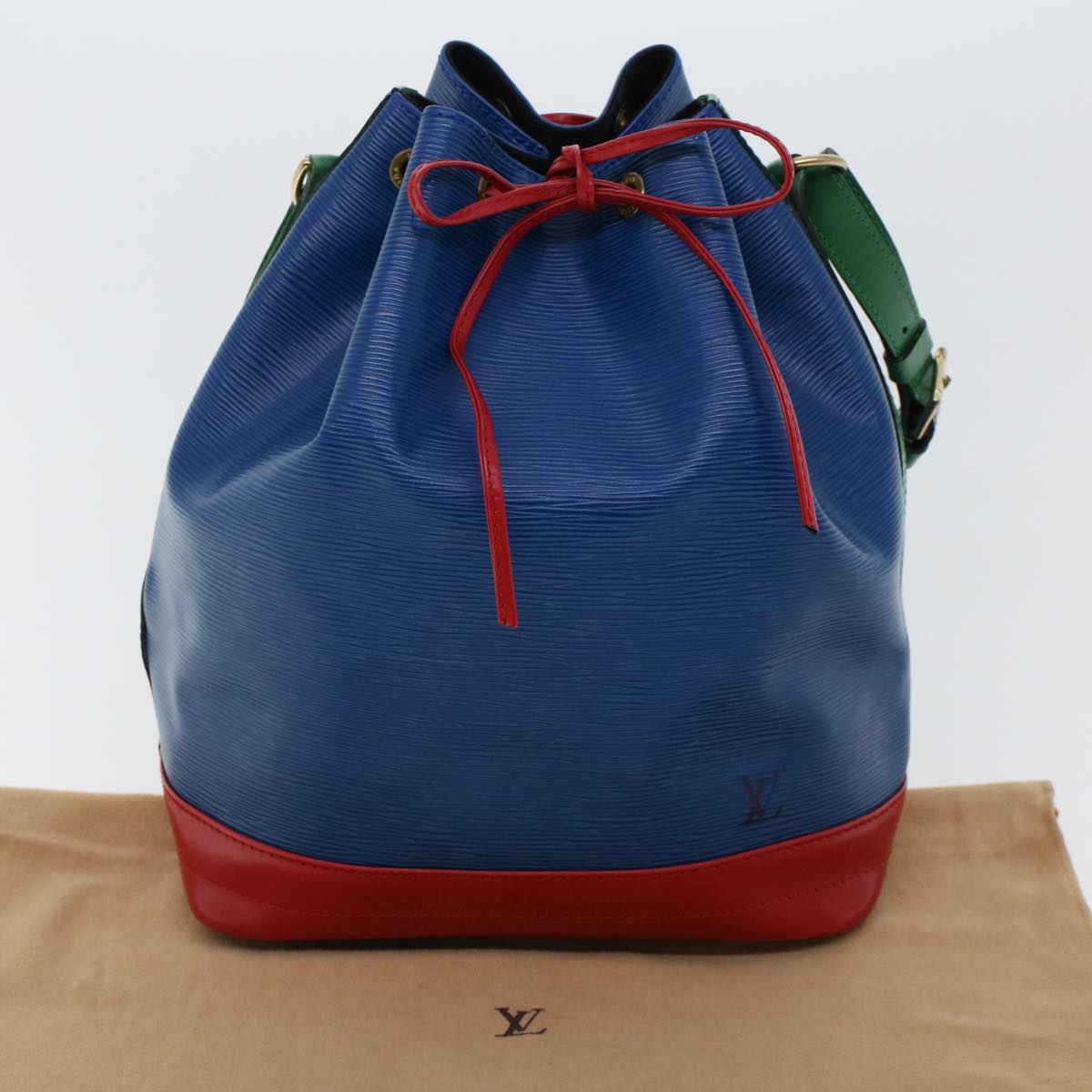 LOUIS VUITTON Epi Tricolor Noe Shoulder Bag Red Blue Green M44084 LV 46274