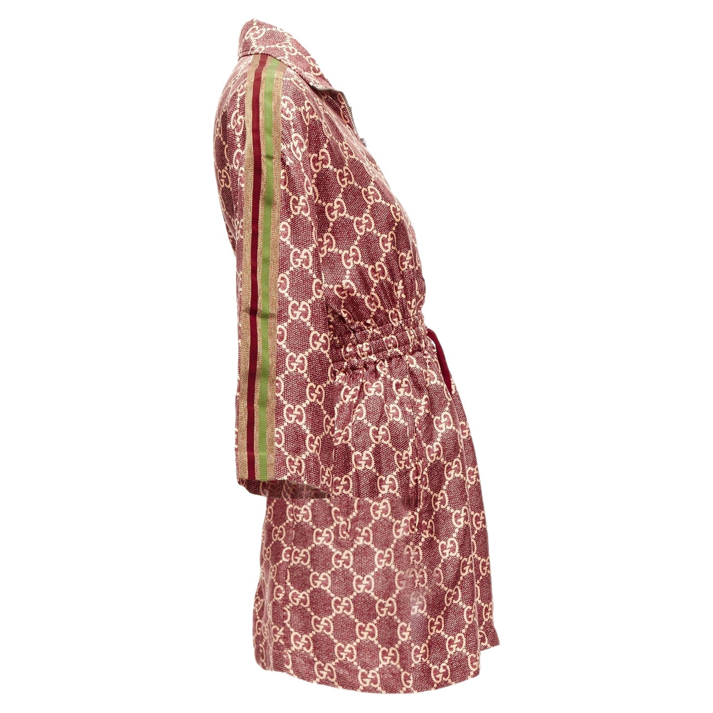 Gucci silk GG Supreme monogram print web trim mini dress