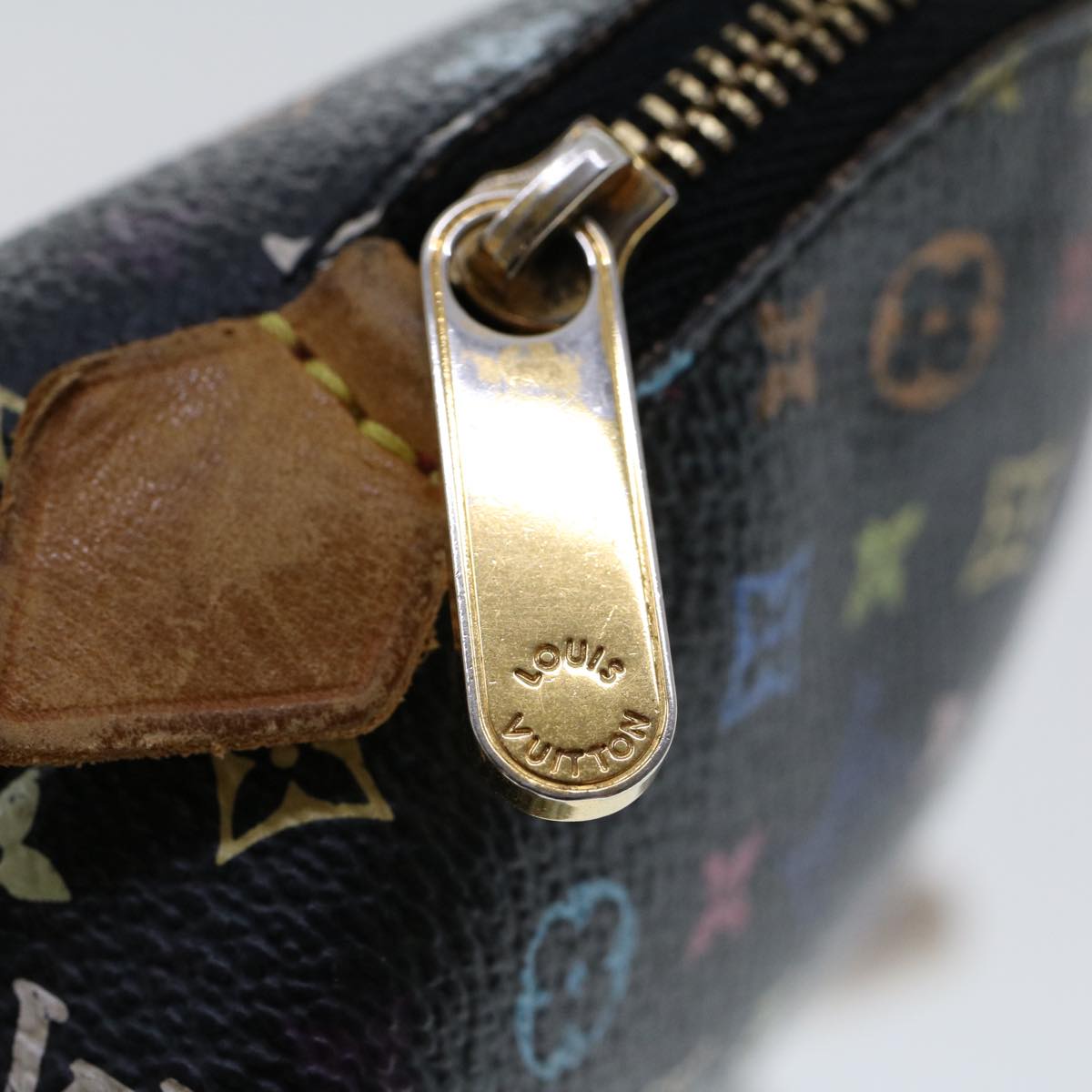 LOUIS VUITTON Monogram Multicolor Pochette Cosmetic Pouch Black M47355 LV 46301