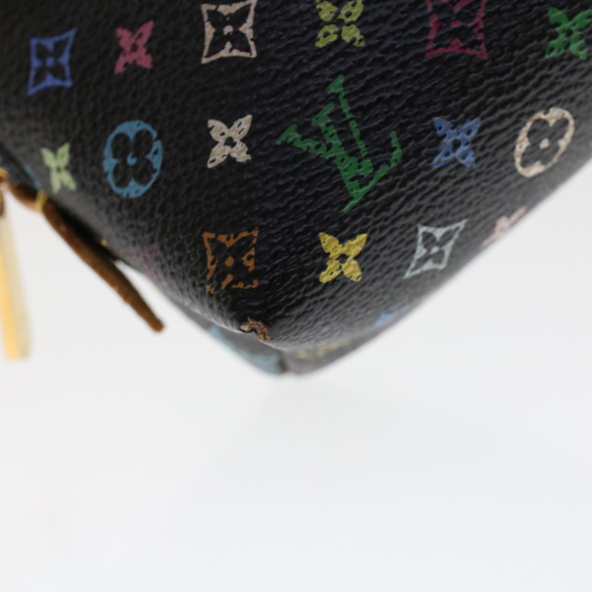 LOUIS VUITTON Monogram Multicolor Pochette Cosmetic Pouch Black M47355 LV 46301