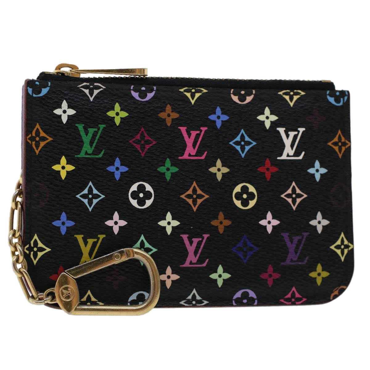 LOUIS VUITTON Monogram Multicolor Pochette Cle NM Purse Black M93735 46342