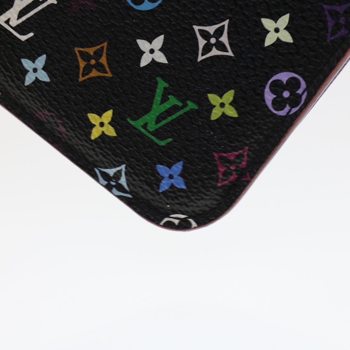 LOUIS VUITTON Monogram Multicolor Pochette Cle NM Purse Black M93735 46342