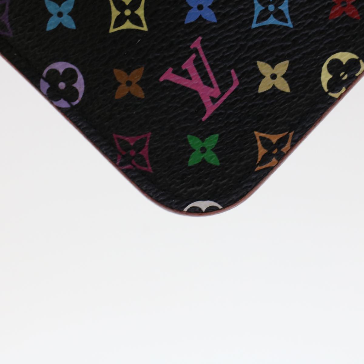 LOUIS VUITTON Monogram Multicolor Pochette Cle NM Purse Black M93735 46342