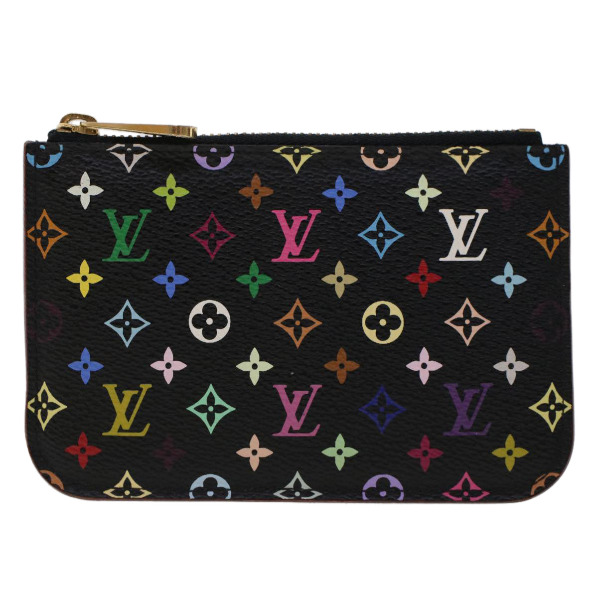 LOUIS VUITTON Monogram Multicolor Pochette Cle NM Purse Black M93735 46342