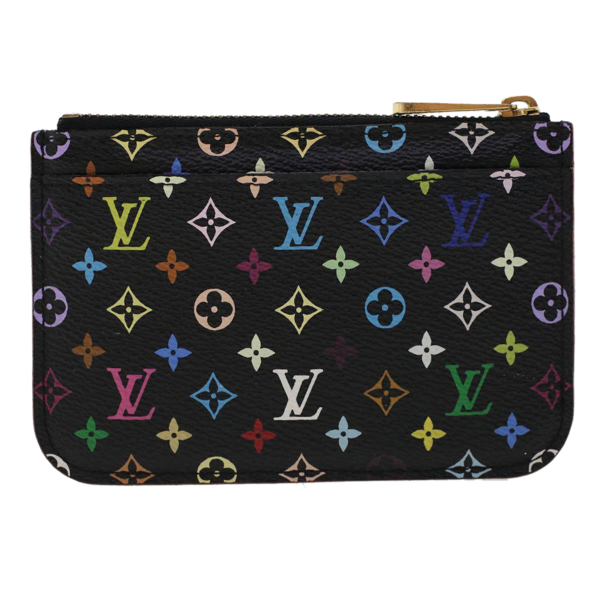 LOUIS VUITTON Monogram Multicolor Pochette Cle NM Purse Black M93735 46342