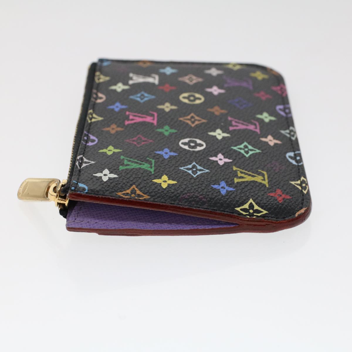 LOUIS VUITTON Monogram Multicolor Pochette Cle NM Purse Black M93735 46342