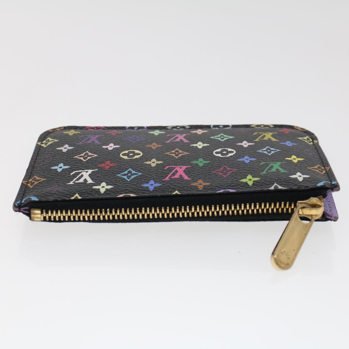 LOUIS VUITTON Monogram Multicolor Pochette Cle NM Purse Black M93735 46342