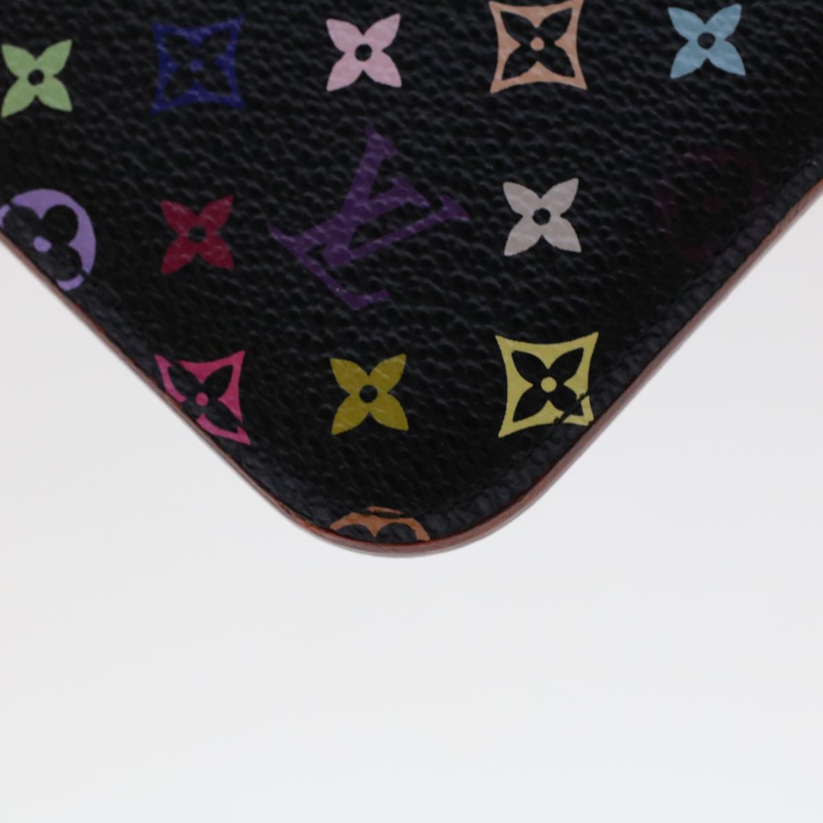 LOUIS VUITTON Monogram Multicolor Pochette Cle NM Purse Black M93735 46342