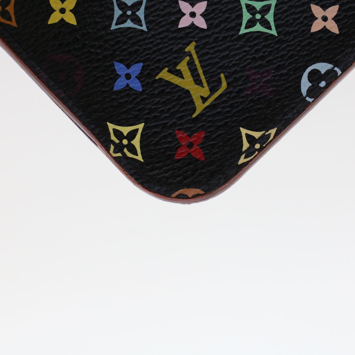 LOUIS VUITTON Monogram Multicolor Pochette Cle NM Purse Black M93735 46342