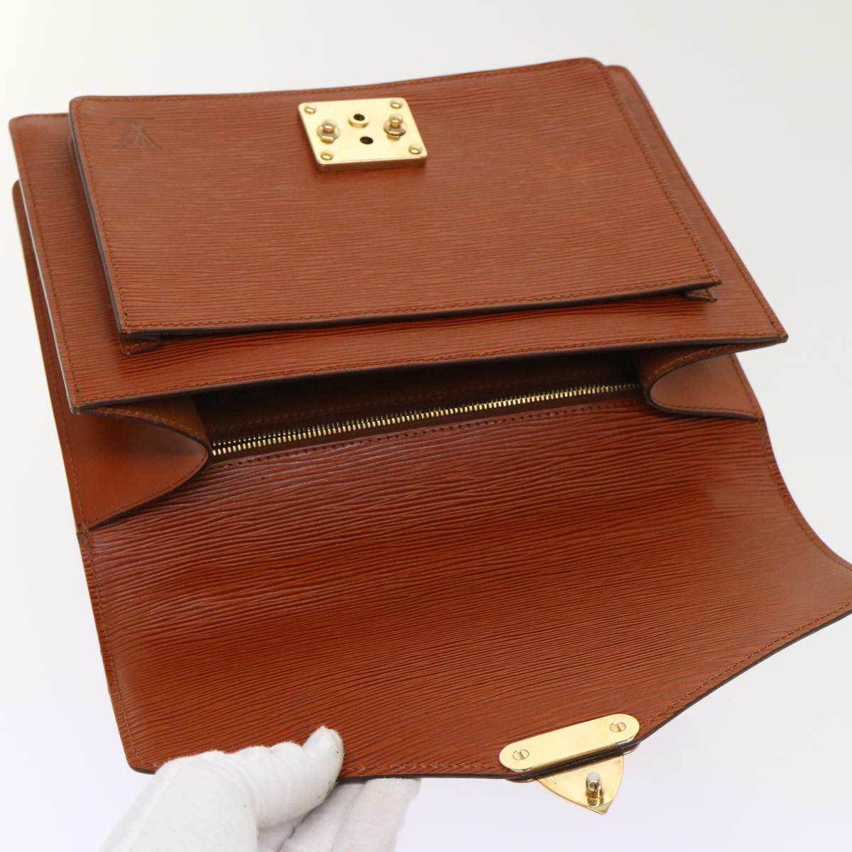 LOUIS VUITTON Epi Monceau Hand Bag Brown M52123 LV 46345