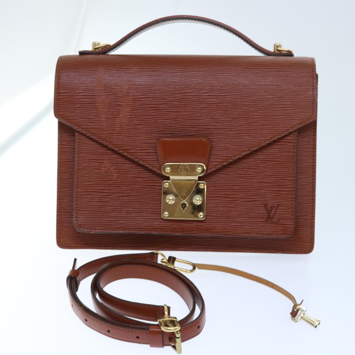 LOUIS VUITTON Epi Monceau Hand Bag Brown M52123 LV 46345