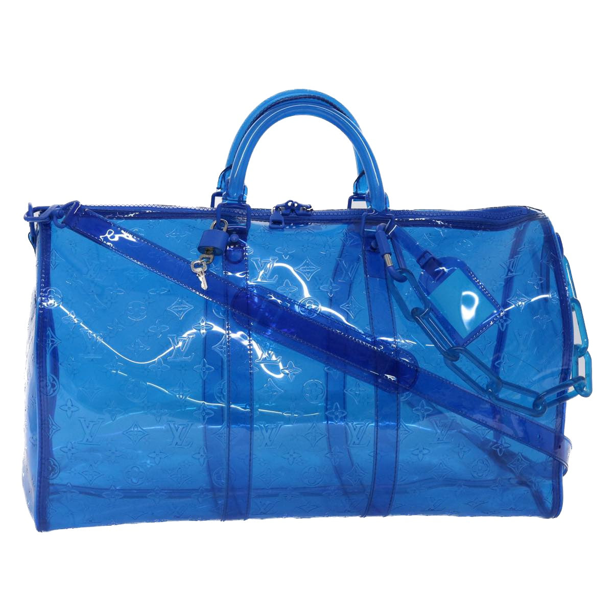 LOUIS VUITTON Monogram Vinyl Keepall Bandouliere 50 Bag Blue M53272 46351A