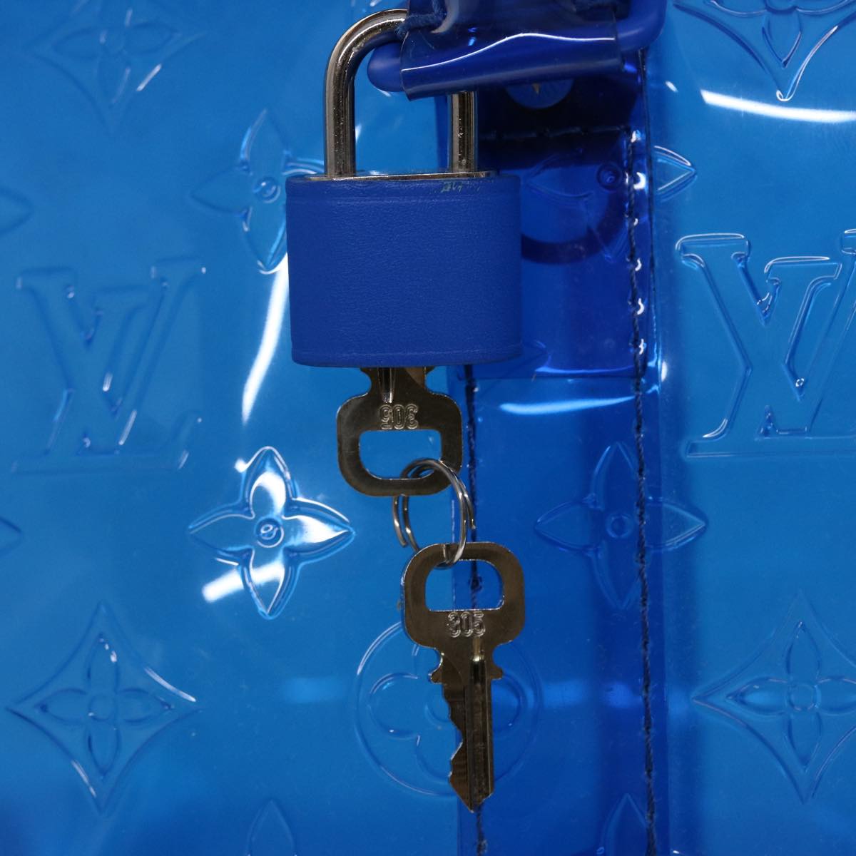 LOUIS VUITTON Monogram Vinyl Keepall Bandouliere 50 Bag Blue M53272 46351A