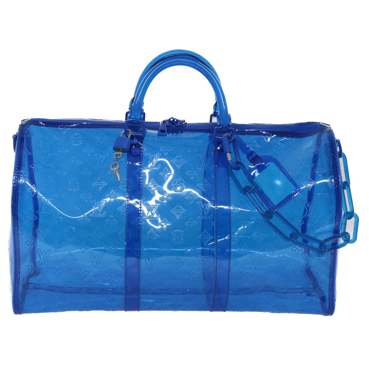 LOUIS VUITTON Monogram Vinyl Keepall Bandouliere 50 Bag Blue M53272 46351A