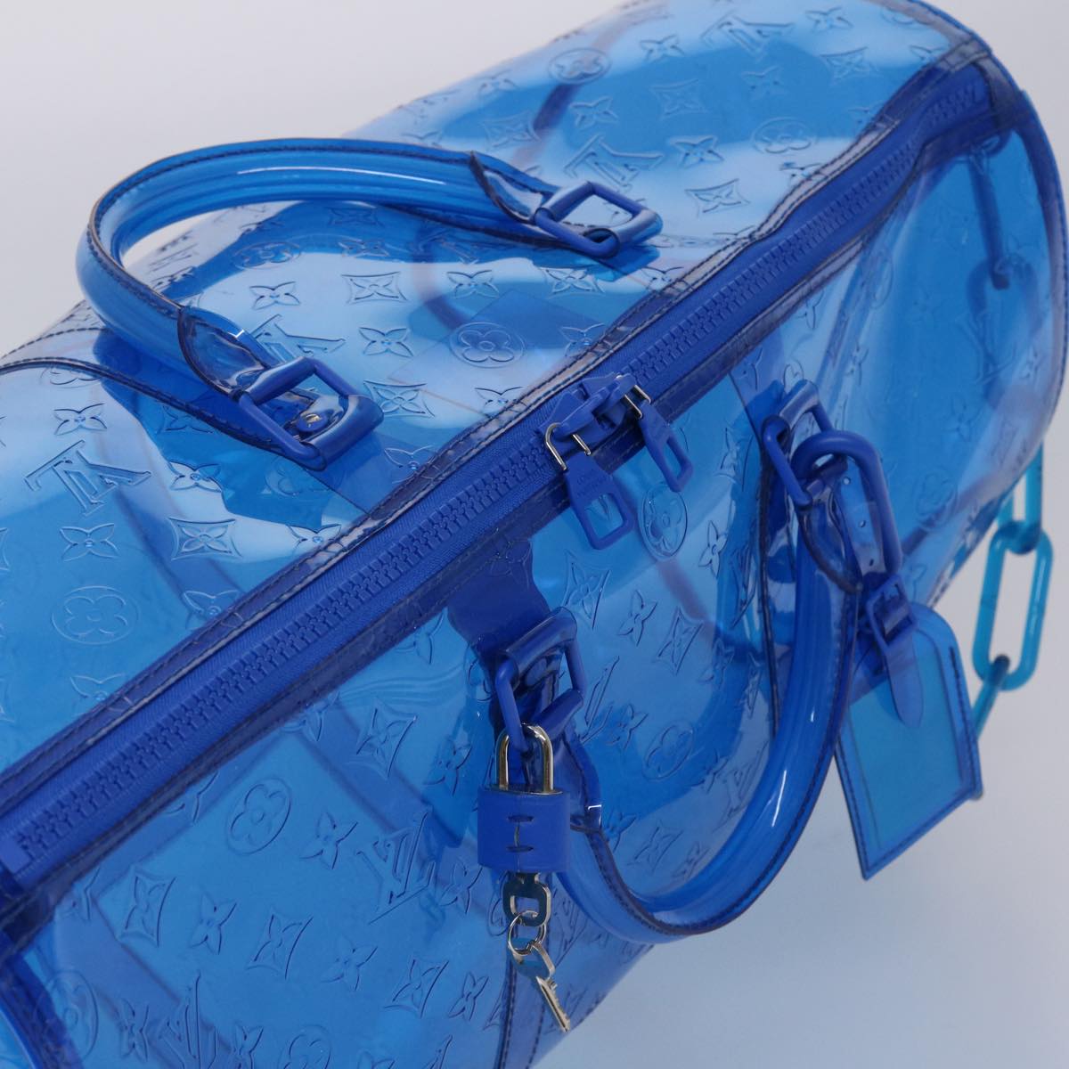 LOUIS VUITTON Monogram Vinyl Keepall Bandouliere 50 Bag Blue M53272 46351A