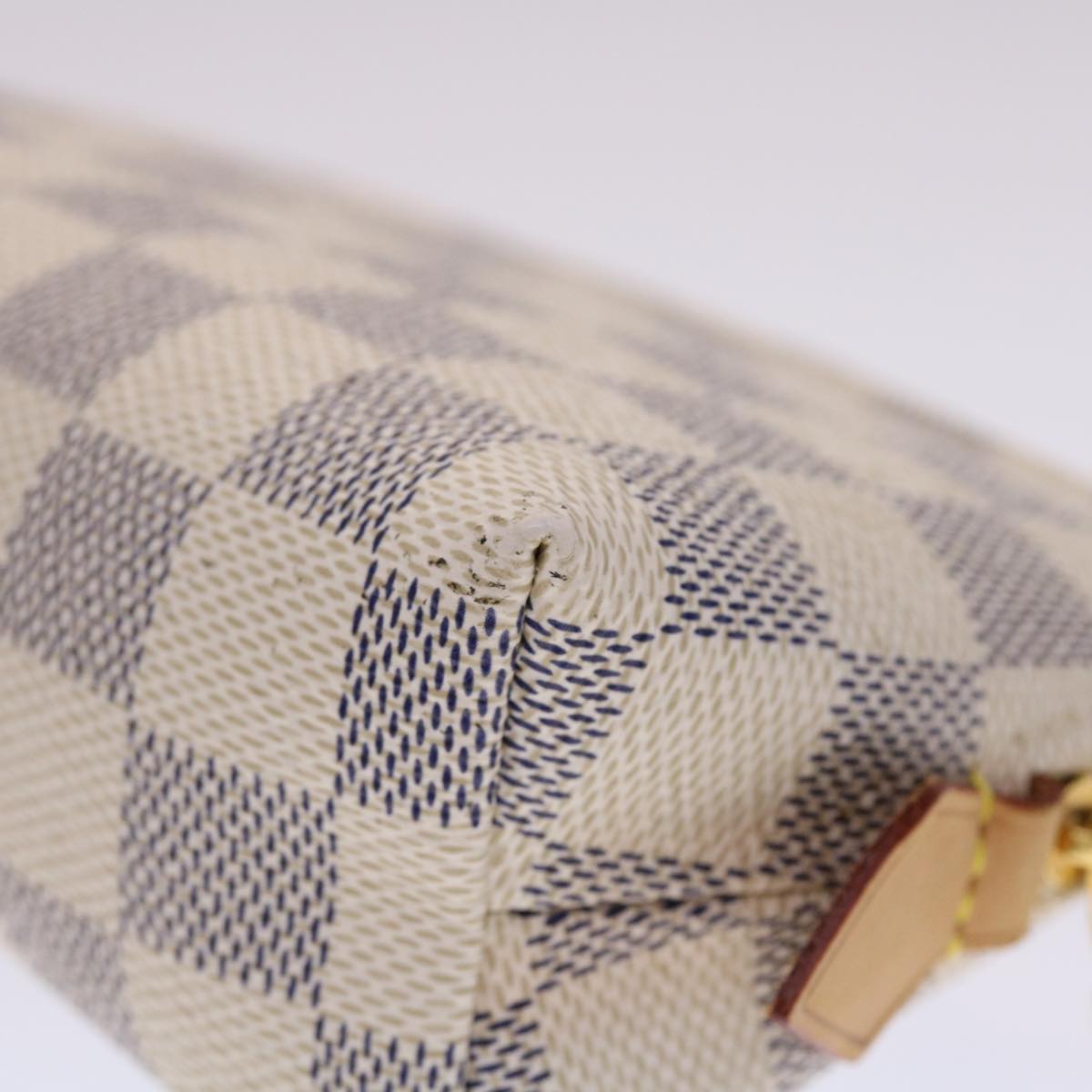 LOUIS VUITTON Damier Azur Pochette Cosmetic PM Pouch N60024 LV 46396