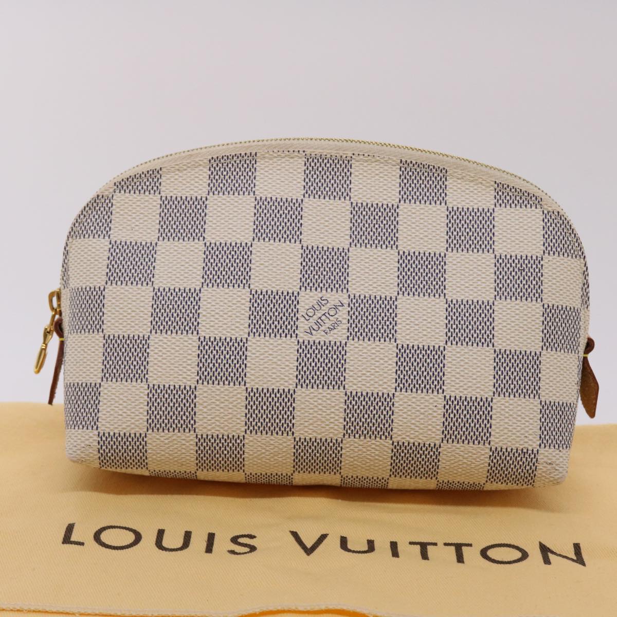 LOUIS VUITTON Damier Azur Pochette Cosmetic PM Pouch N60024 LV 46396