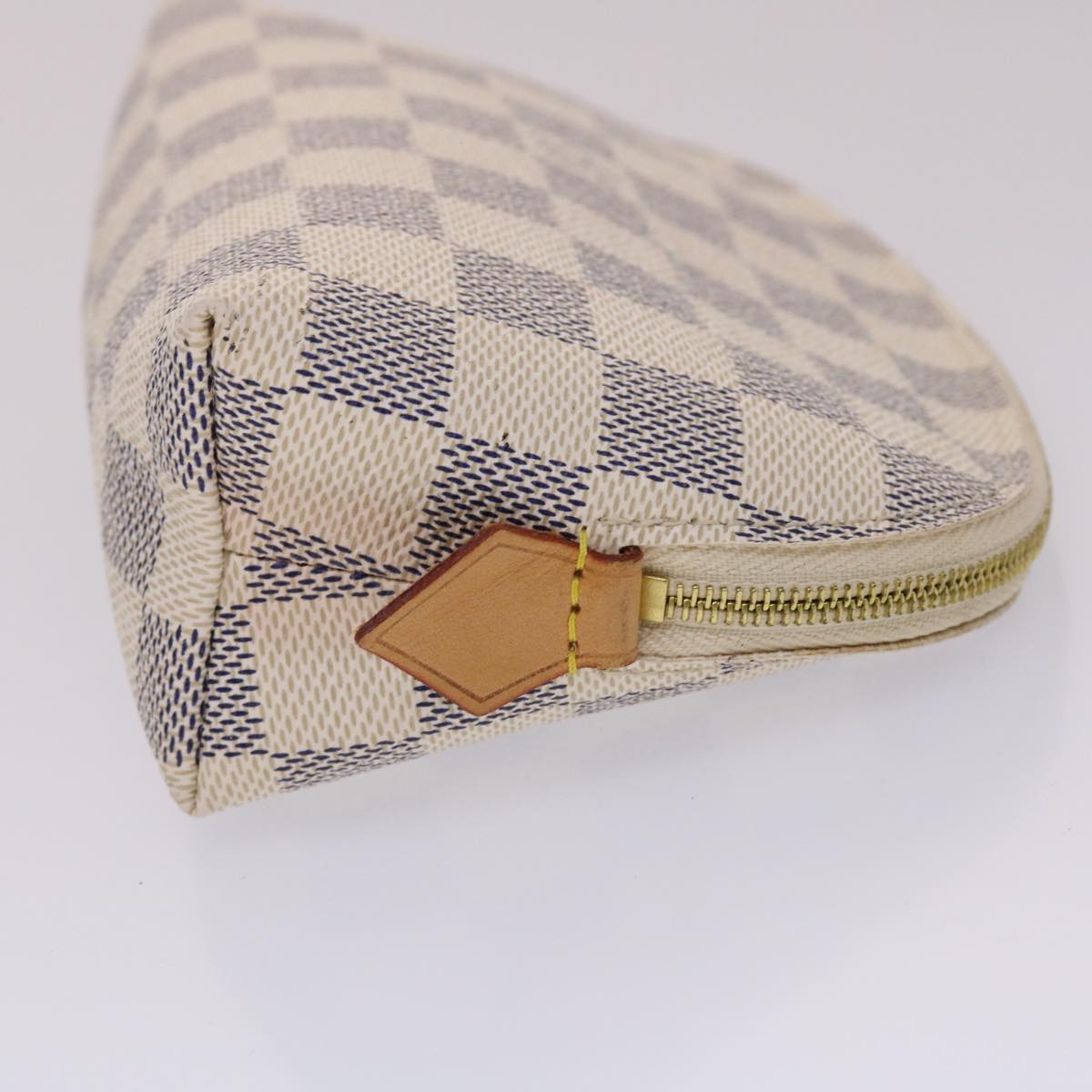 LOUIS VUITTON Damier Azur Pochette Cosmetic PM Pouch N60024 LV 46396