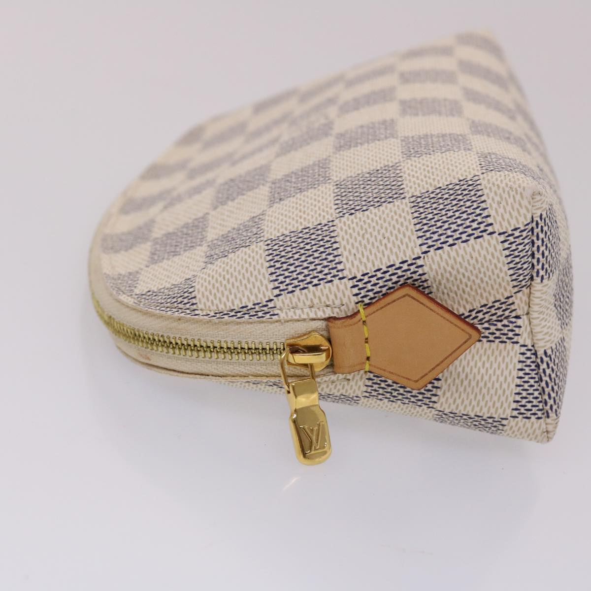 LOUIS VUITTON Damier Azur Pochette Cosmetic PM Pouch N60024 LV 46396