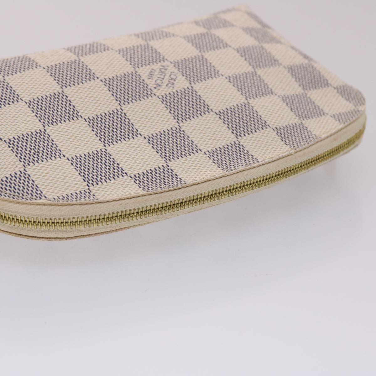 LOUIS VUITTON Damier Azur Pochette Cosmetic PM Pouch N60024 LV 46396