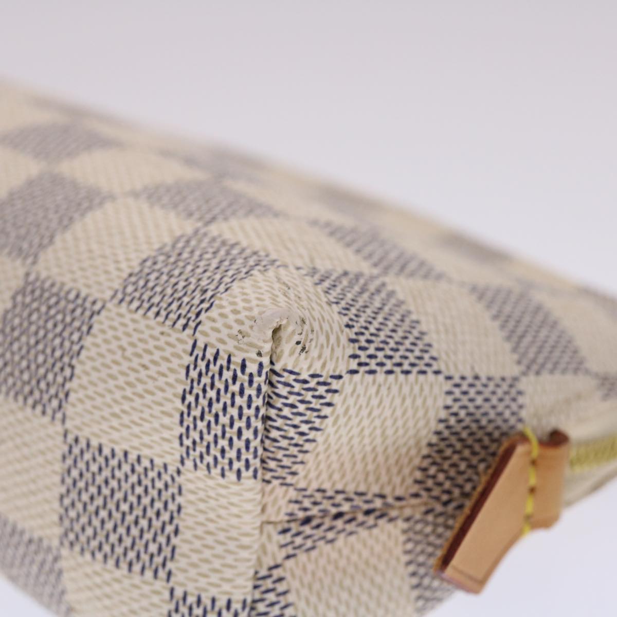 LOUIS VUITTON Damier Azur Pochette Cosmetic PM Pouch N60024 LV 46396