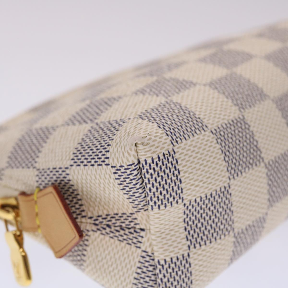 LOUIS VUITTON Damier Azur Pochette Cosmetic PM Pouch N60024 LV 46396