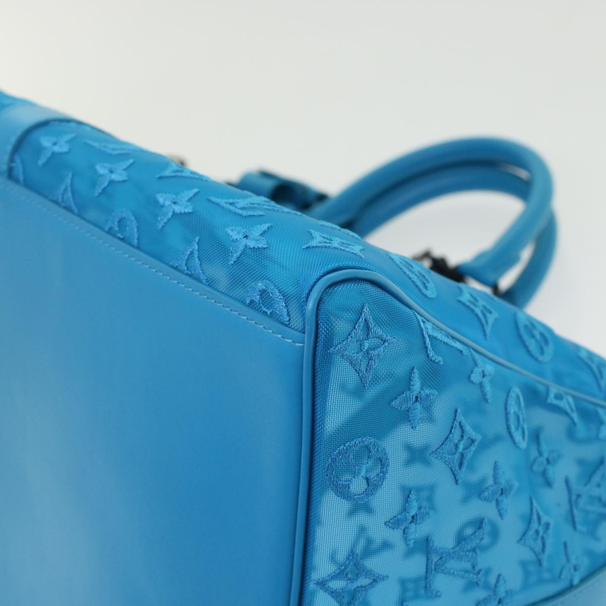 LOUIS VUITTON Monogram Mesh Keepall Triangle 50 Bag Blue M45048 LV 46405A