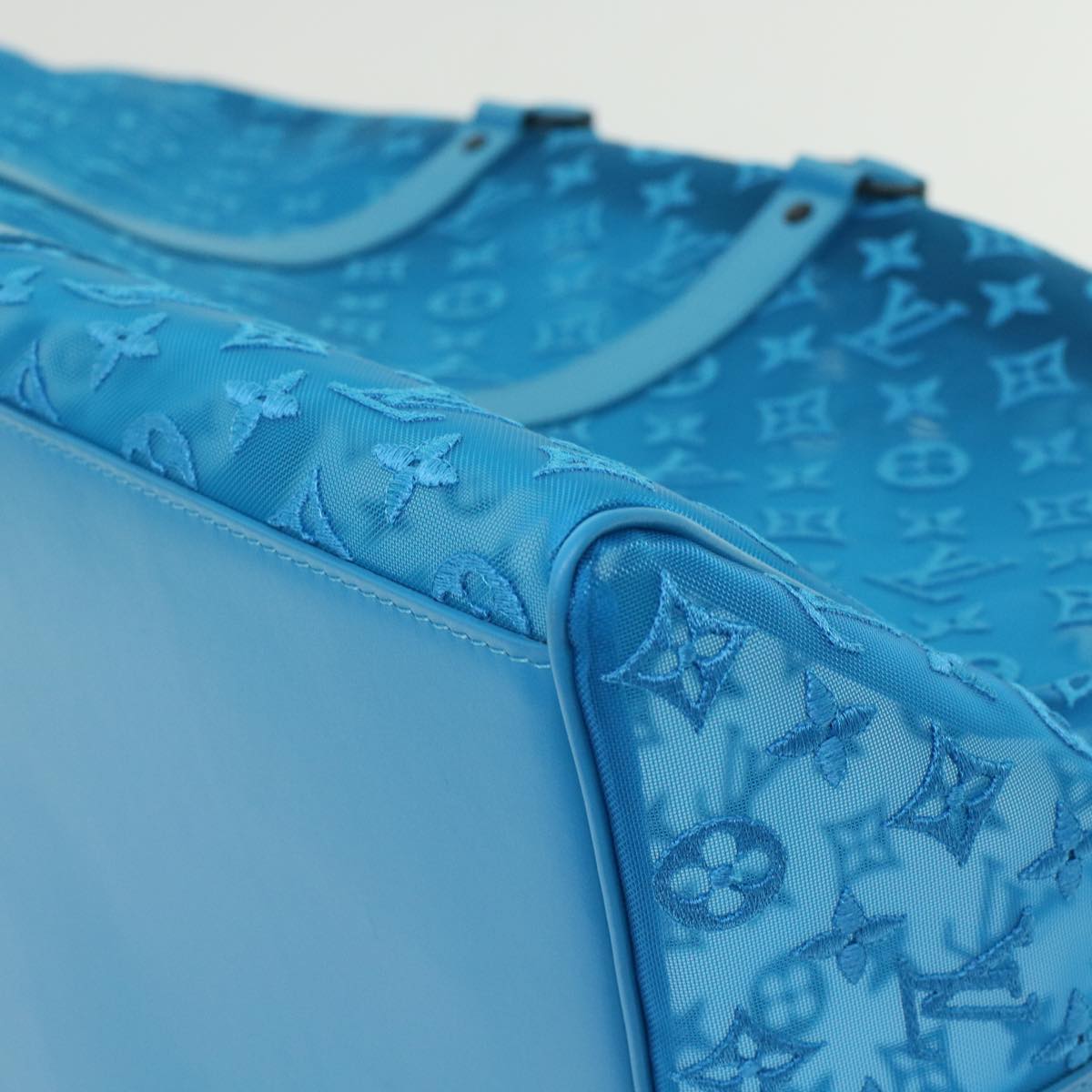 LOUIS VUITTON Monogram Mesh Keepall Triangle 50 Bag Blue M45048 LV 46405A